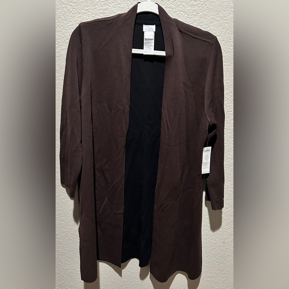 NWT Chico Chocolate brown sweater jacket. Chico size 2